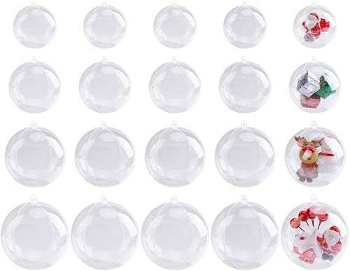 Miniatura 10 de Paquete de 12 bolas decorativas rellenables de plástico transparente de 3.15"/80mm para Navidad, festividades, boda, fiesta, decoración del hogar