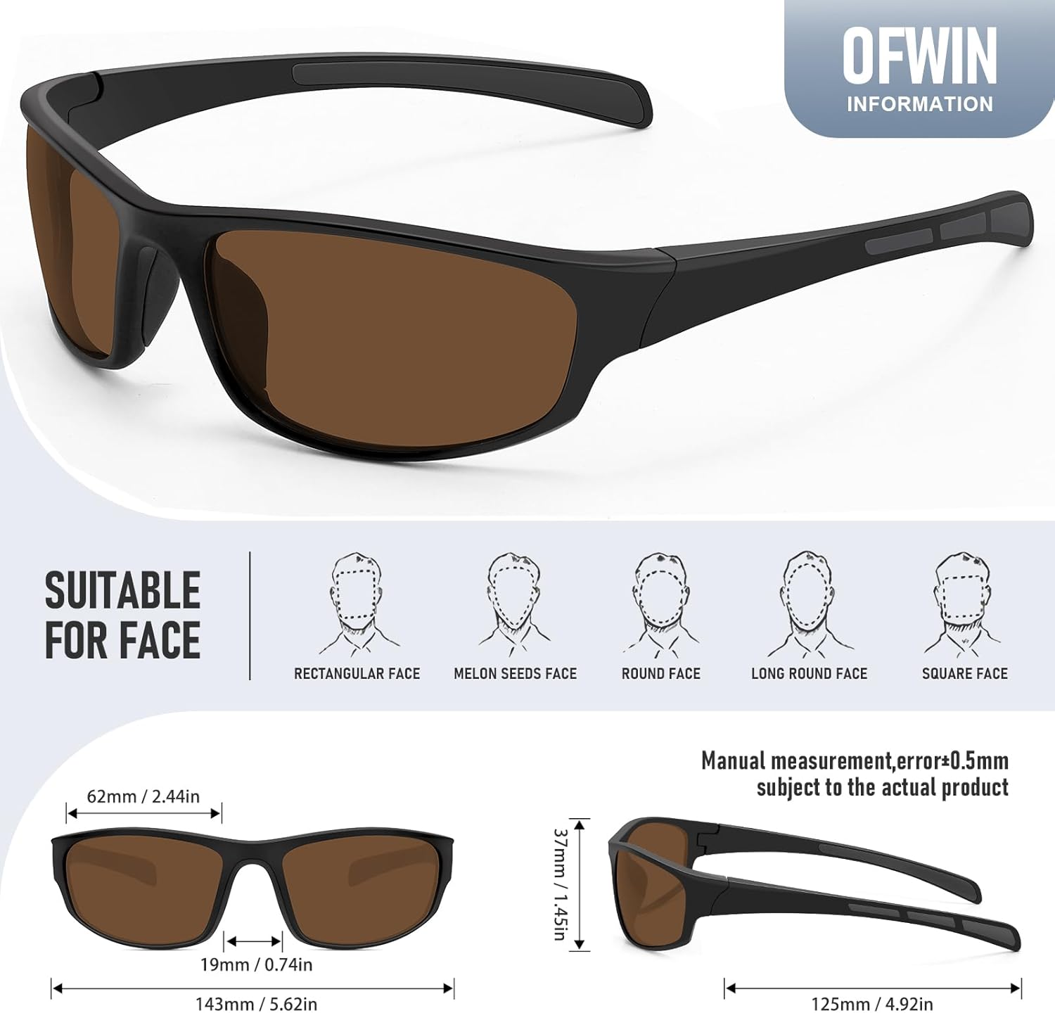 Sports Polarized Sunglasses for Men Women Wrap Around Sun Glasses Fishing Cycling Driving Running UV Protection - Image 3