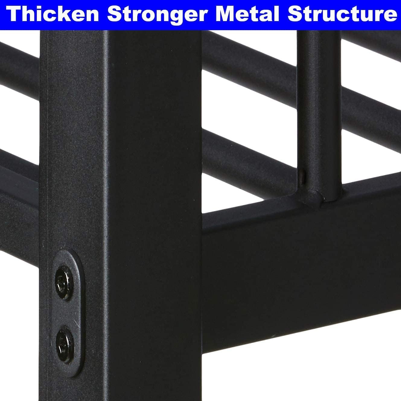 New Upgrade Thicken Metal Twin XL Over Queen Bunk Bed for Adults, Stronger Heavy Duty Steel Adults Bunk Beds Twin Over Queen Size with Ladder for Kids, Easy Assembly