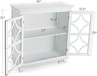 Vista 3 de Giantex Aparador de buffet, armario de cocina independiente con estante ajustable, 2 puertas decorativas de vidrio, organizador de almacenamiento