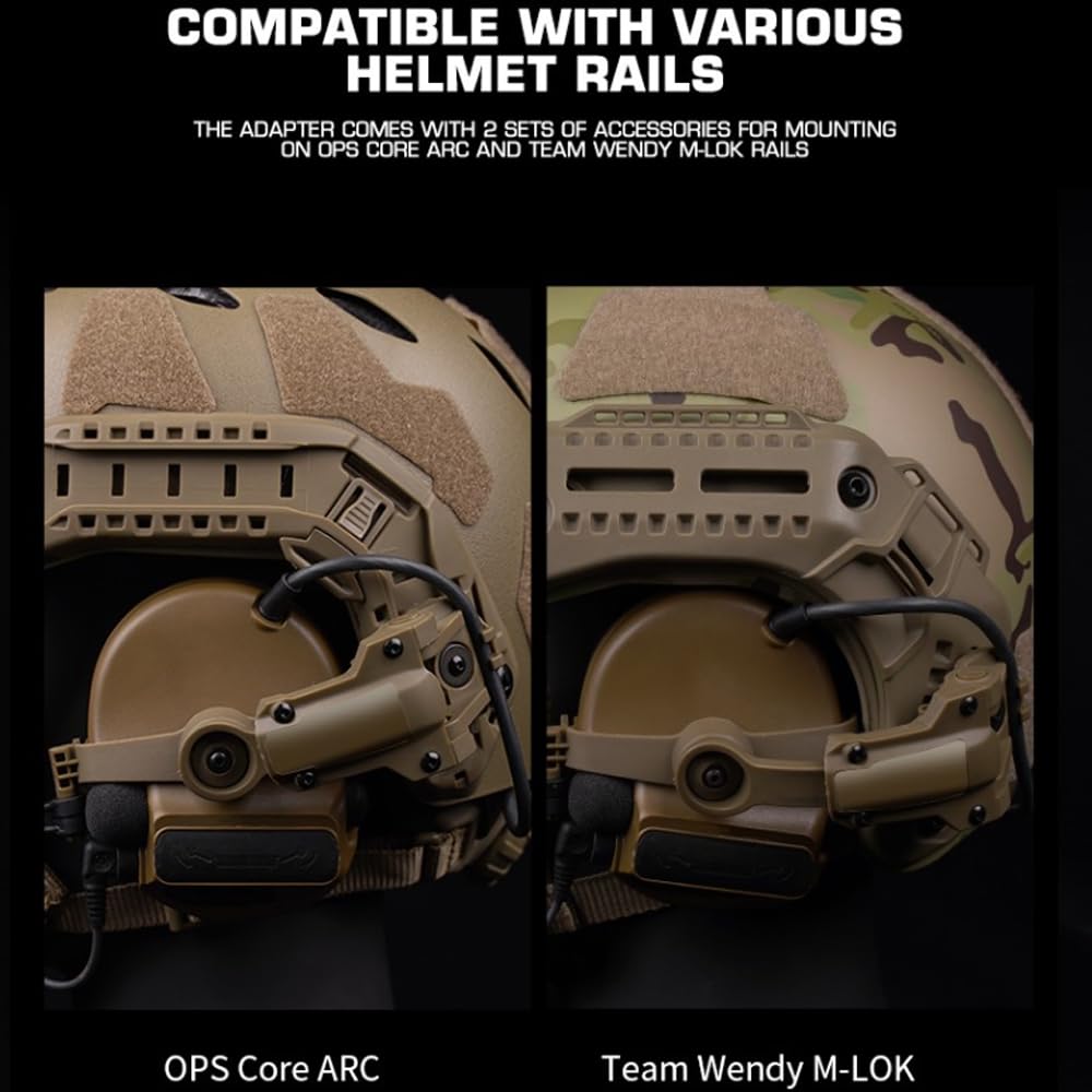 Supporto Adattatore Per Casco Tattico | Rotazione 360°, Regolabile Per Guide Da 19 A 21 Mm, In Lega E Nylon - 2