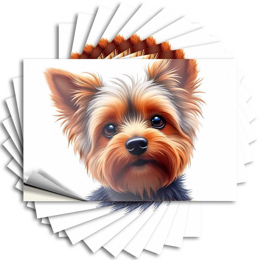 Abipuir Stickers for Your Car, Adorable Yorkshire Terrier Portrait Stickers, 10 Pcs Car Stickers, Bar Signs for Home Decoration (12 x 18 cm)