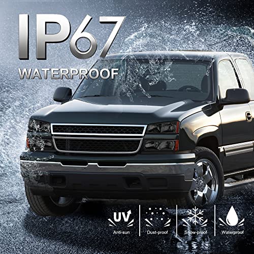 MOSTPLUS Headlight Assembly Compatible with 2003-2006 Chevy Silverado/Avalanche 1500/2500 Front Lamp with Black Housing/Smoke Tinted Lens/Amber Reflector by MOSTPLUS - Used condition - Image 4