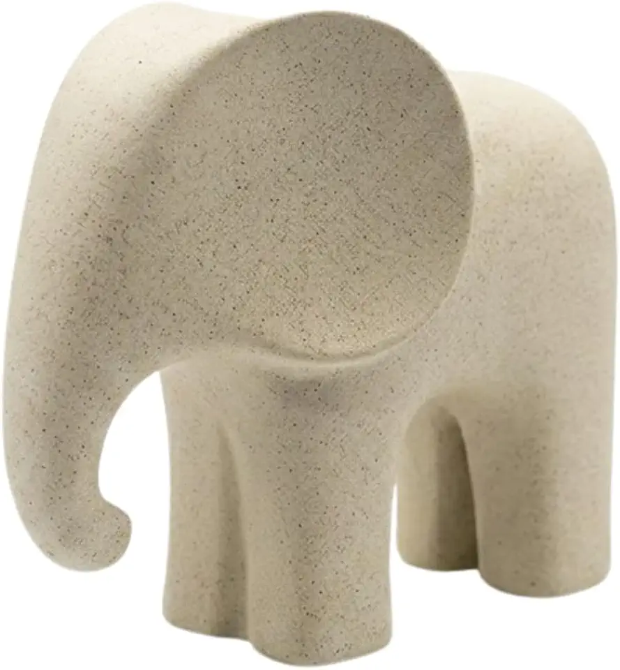 Enfeite Decorativo Elefante Em Ceramica Bege Estilo Moderno 15cm Para Sala Quarto Escritorio Decoracao Elegante E Sofisticada