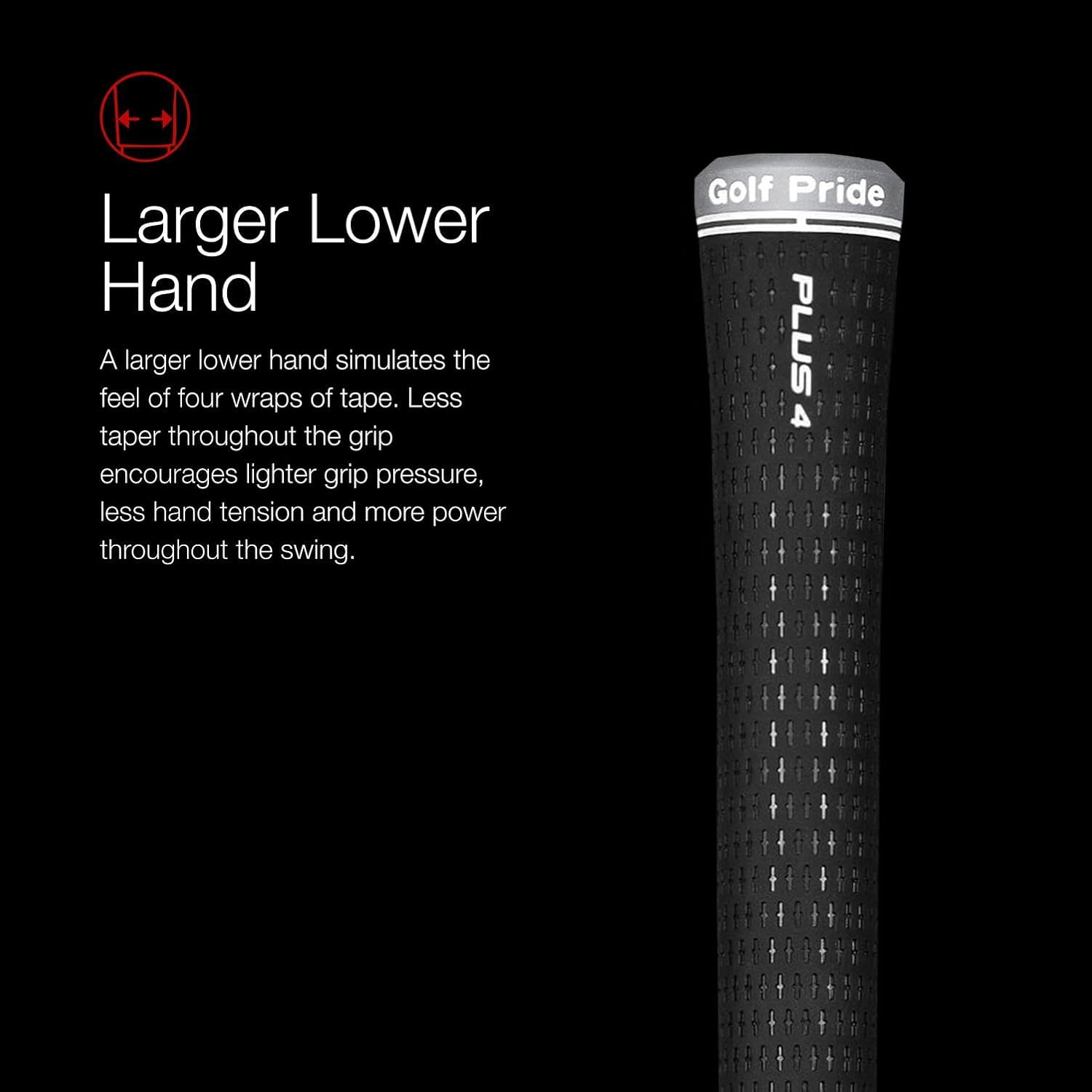 Golf Pride Tour Velvet Plus4 Golf Club Grip - Best All-Around Grip with Larger Lower Hand - Slip-Resistant Durable Rubber with Uniform Plus-Sign Texture