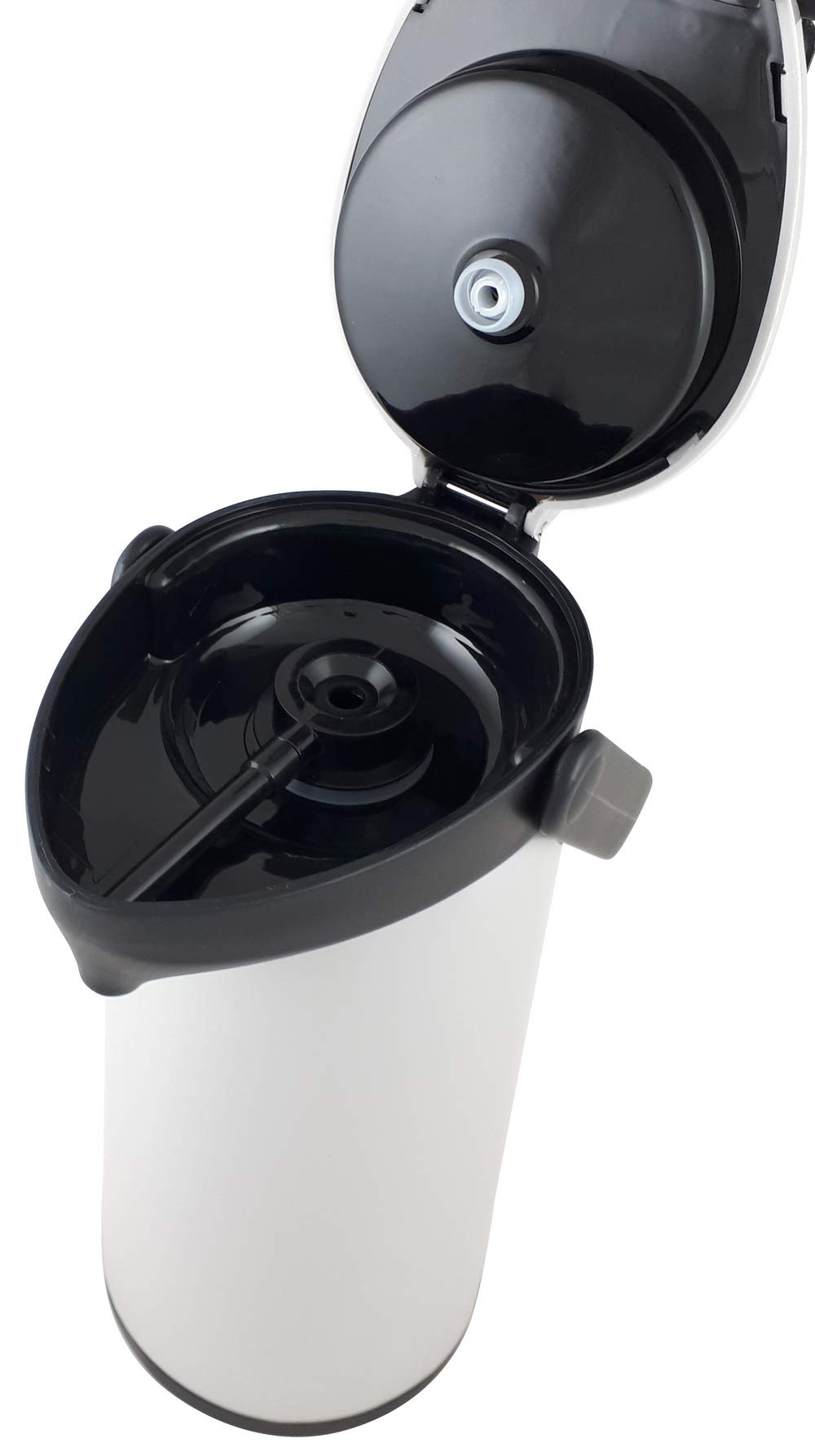 Helios Pump-Isolierkanne Airpot, 1,9 Liter, Kunststoff, grau/schwarz, Einhandbedienung