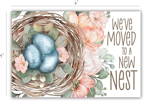 Miniatura 4 de m&h invites 50 nuevas postales de dirección - Anuncio de mudanza de acuarela floral de nido de pájaro - Tarjetas de cambio de dirección para un