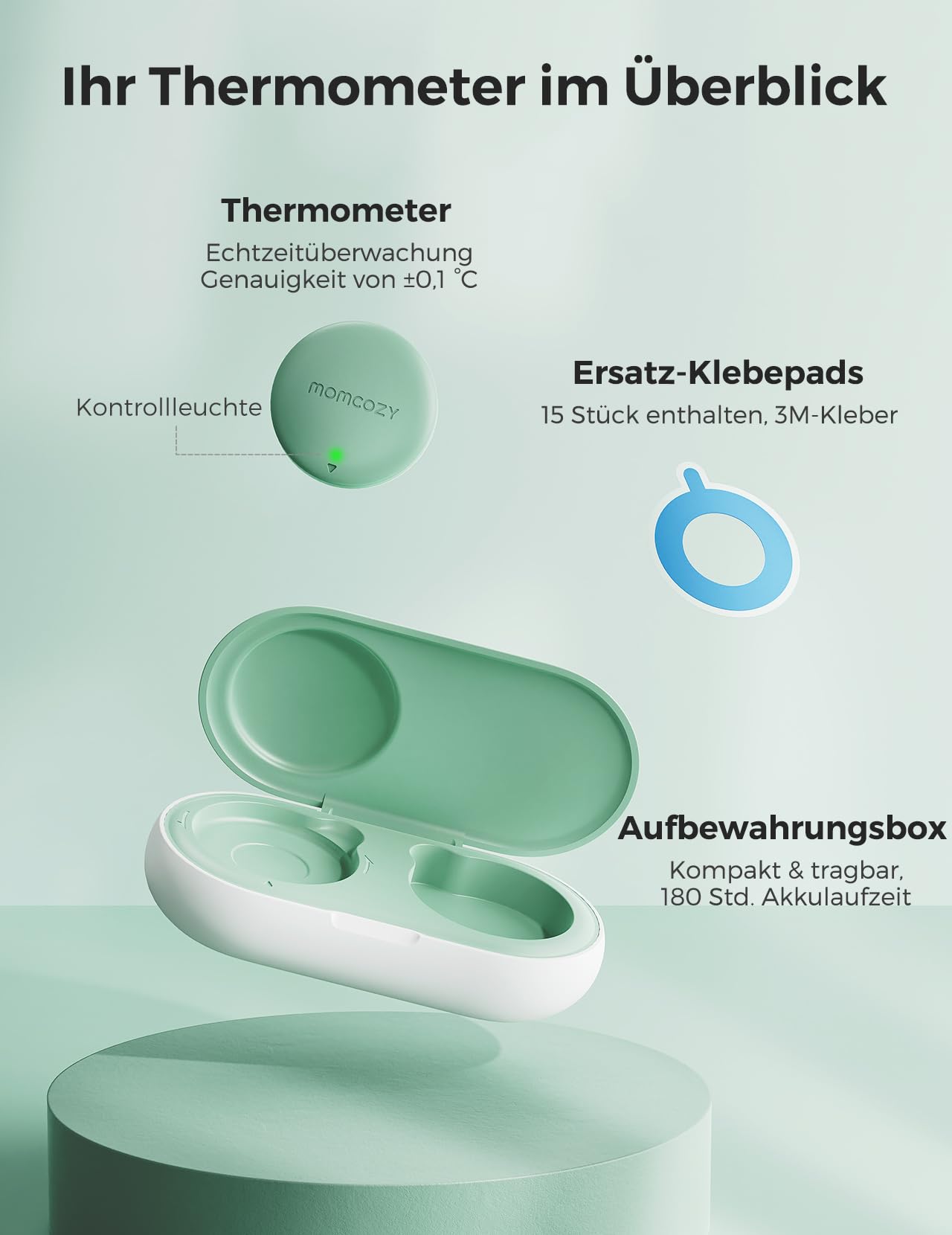 Momcozy T31 Termometro Digital Bebe con Precisión de Grado Médico Lectura Instantánea, NC02 Cortauñas Eléctrico para Bebés con 7 Cabezales de Pulido de Repuesto