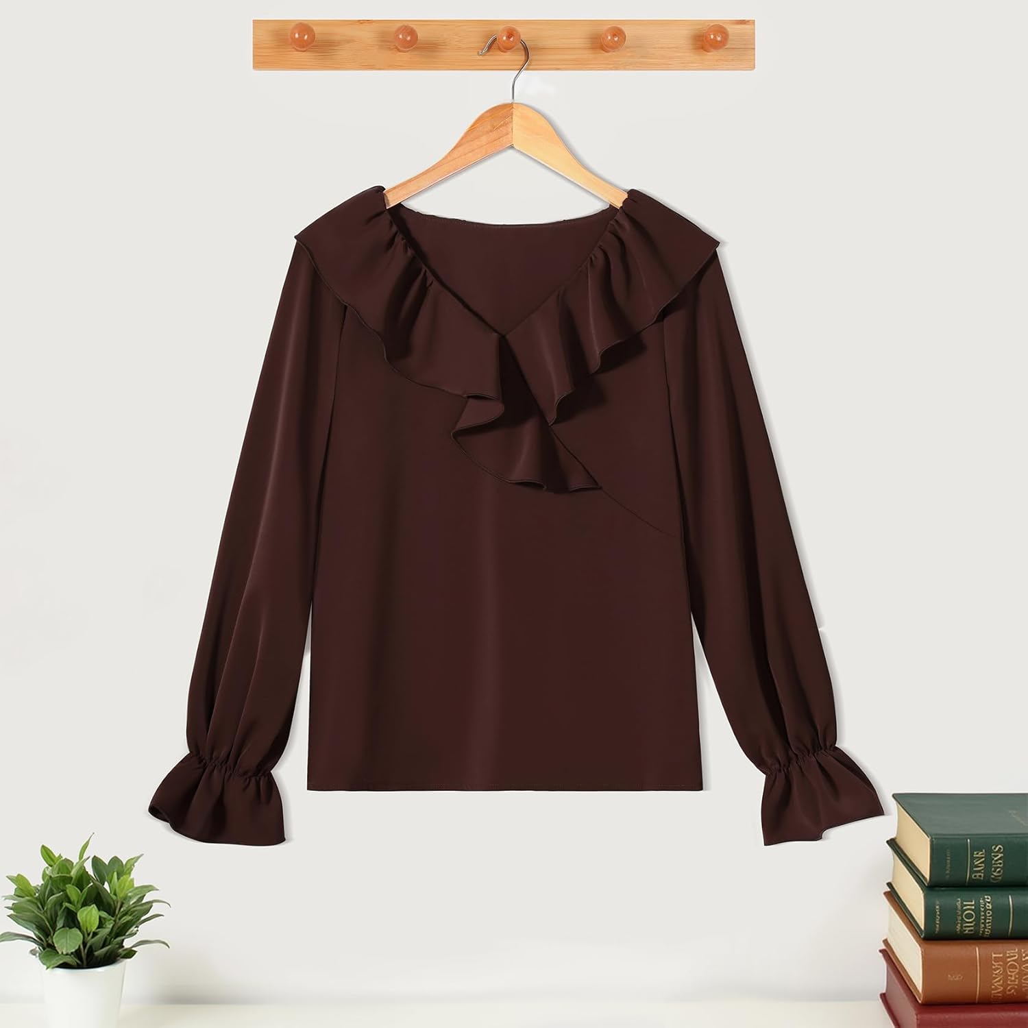 Women's Dressy Ruffle Blouse Long Sleeve Tops Ruffle V Neck Victorian Shirt Tops S to XXL - Image 6