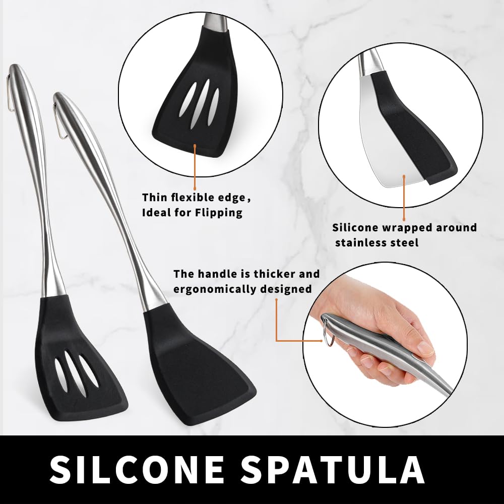 2-teiliges Pfannenwender-Set, Pfannenwender, Küchenutensilien, Kochutensilien, ideales Kochgeschirr für Fisch, Eier, Pfannkuchen