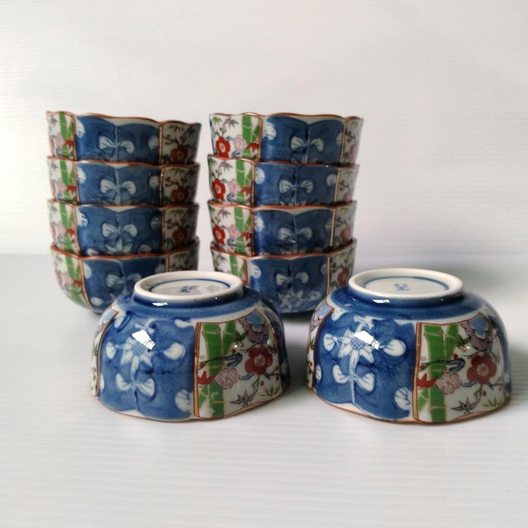 有田焼　紀窯　染錦松竹梅　和皿揃　５枚セット　盛皿大皿中皿　色絵　古伊万里　染付 有田焼 紀窯 染錦松竹梅 和皿揃 5枚セット 盛皿大皿中