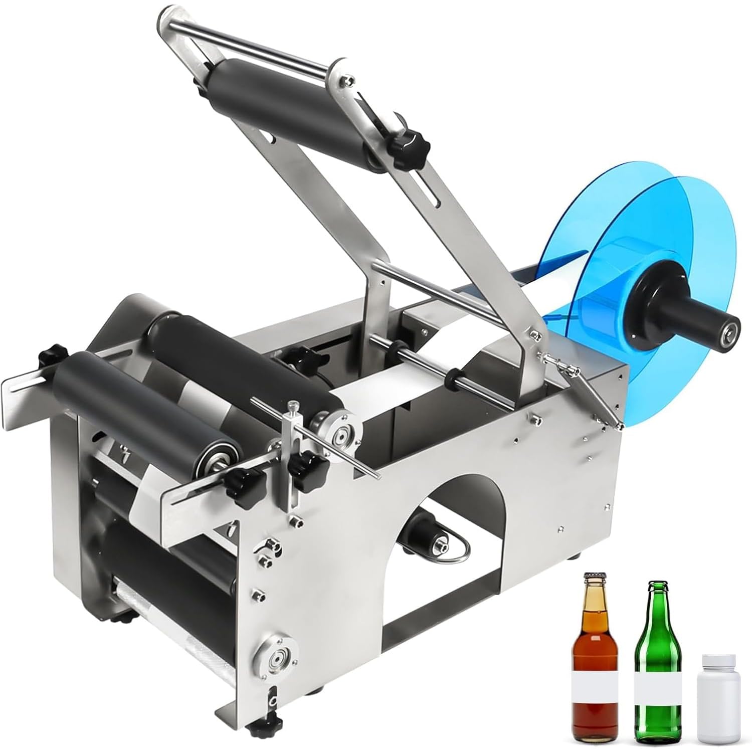 Etiquetadora semiautomática de botellas redondas, aplicador de etiquetas eléctrico, diámetro 15-120 mm, velocidad 20-40 piezas/min, para cosméticos, bebidas, alimentos