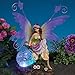 Bits And Pieces Outdoor Fairy Sculpture-Color Changing Solar Garden Fairy - Multicolored Changing Bulb - Solar Powered