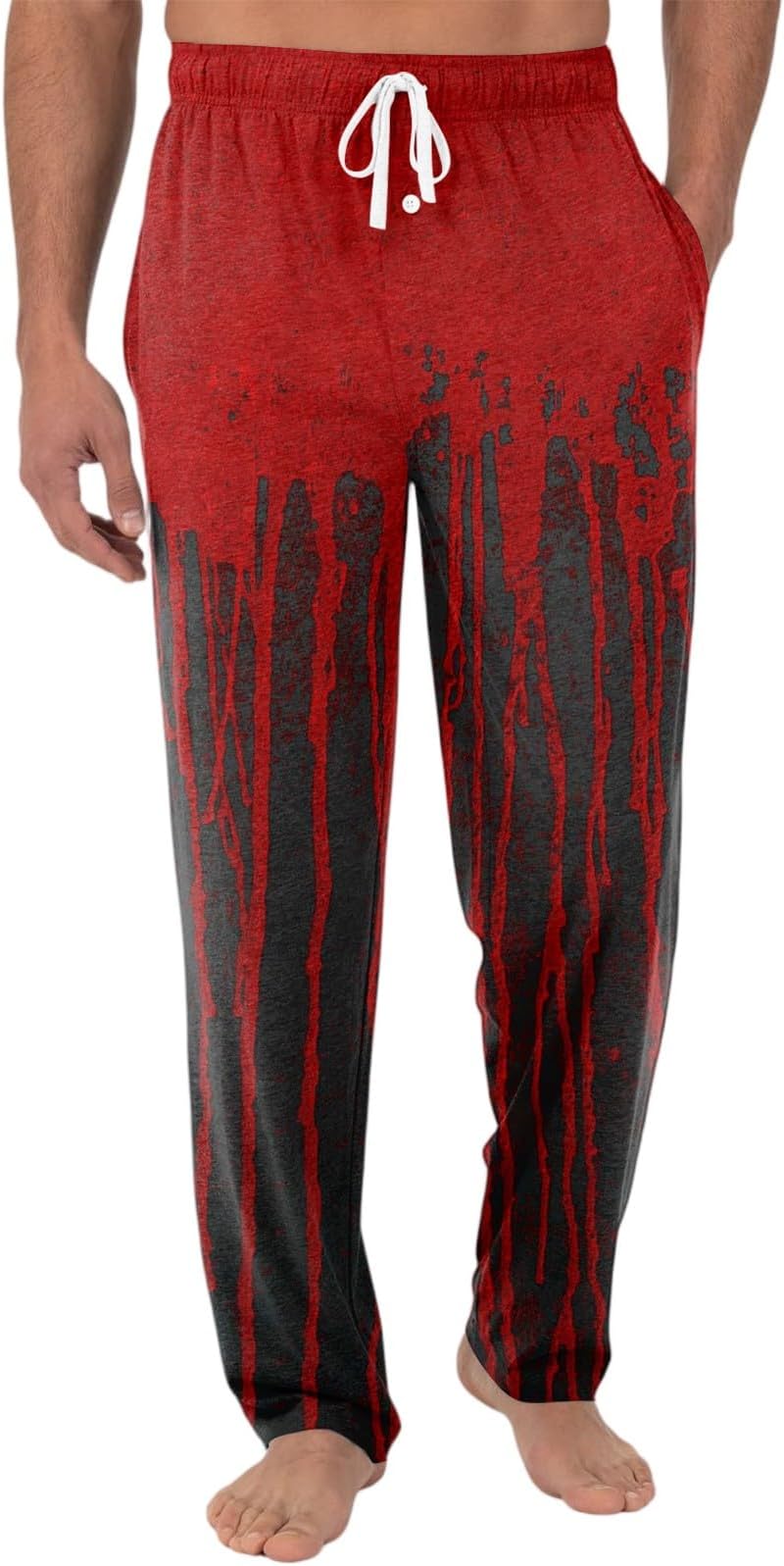 Pumpkin Printed Pajama Pants for Men Loose Fit Comfort Sleep Lounge Bottoms Straight-fit Plus Size Long Slacks with Pockets Causal Elasticated Waist Plaid Pj Bottoms