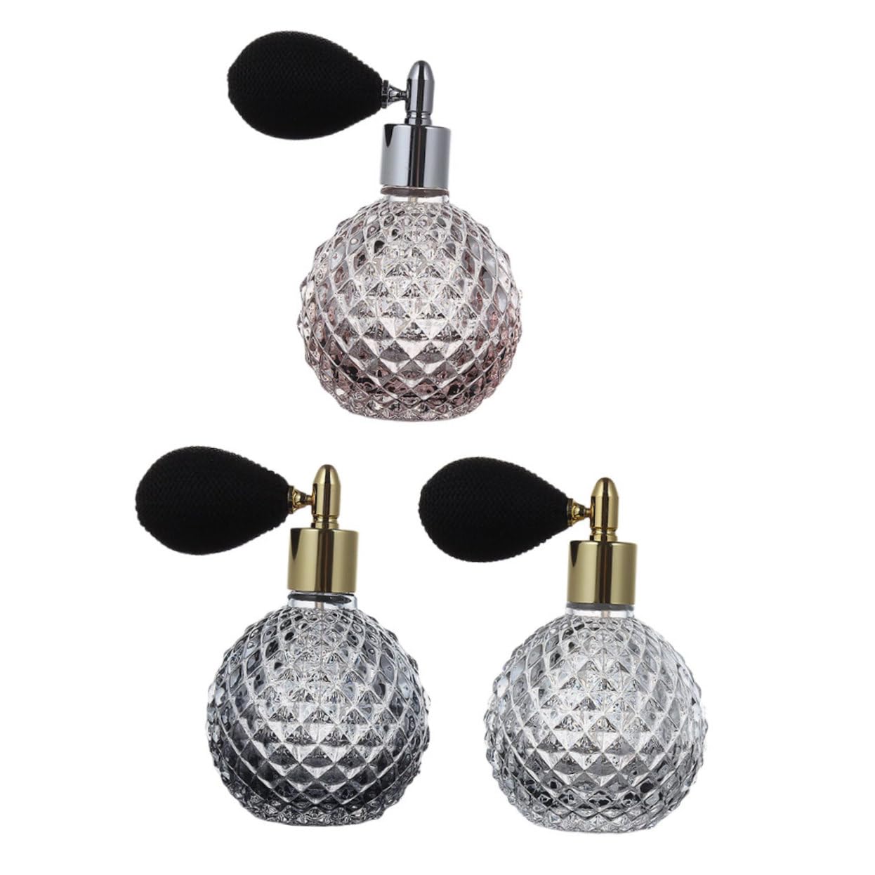 POPETPOP 3 pezzi Boccette Profumo Ricaricabili in Vetro con Pompa Spray Vintage Trasparenti e Colorati Contenitori Viaggio Aereo Eleganti e Portatili Colore Casuale Colore Casuale
