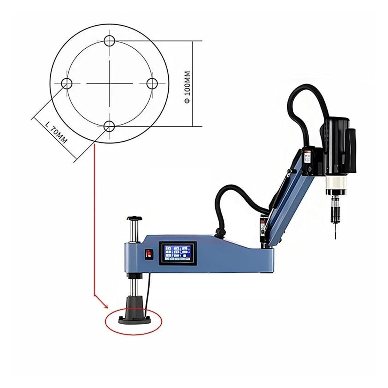 Upgrade Blow and Spray 1200W CNC Electric Tapping Machine M6-M24 M36 Servo Tapper Threading Tool with Chucks Universal Vertical