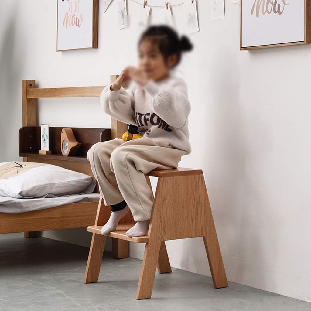 Indoor Climbing Stool, Solid Wood Step Stool Stairs Chair Stylish Simplicity Small Foot Stools Climbing Ladder with Safety Wide Pedal