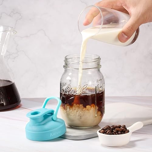 Miniatura 5 de Aieve Tapas para tarros de masón, tapa de boquilla para verter tarro de masón de boca regular