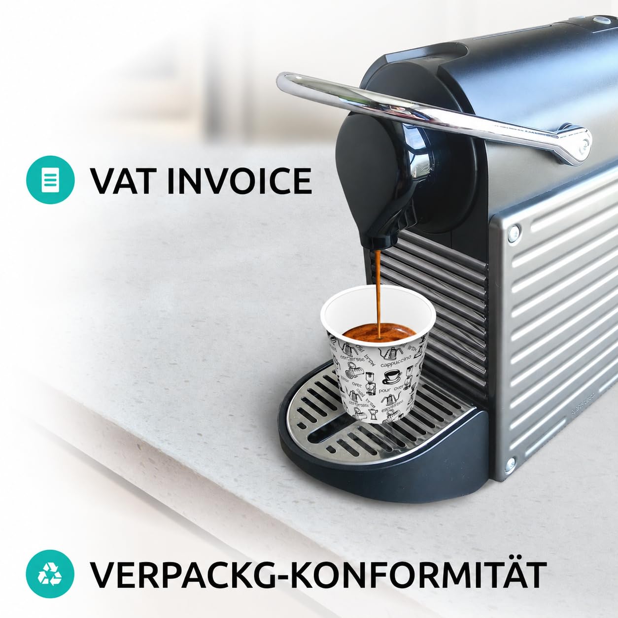 CupCup 140 Vasos Carton Desechables para Café Espresso 110 ml con Agitadores de Madera para Café Para Llevar