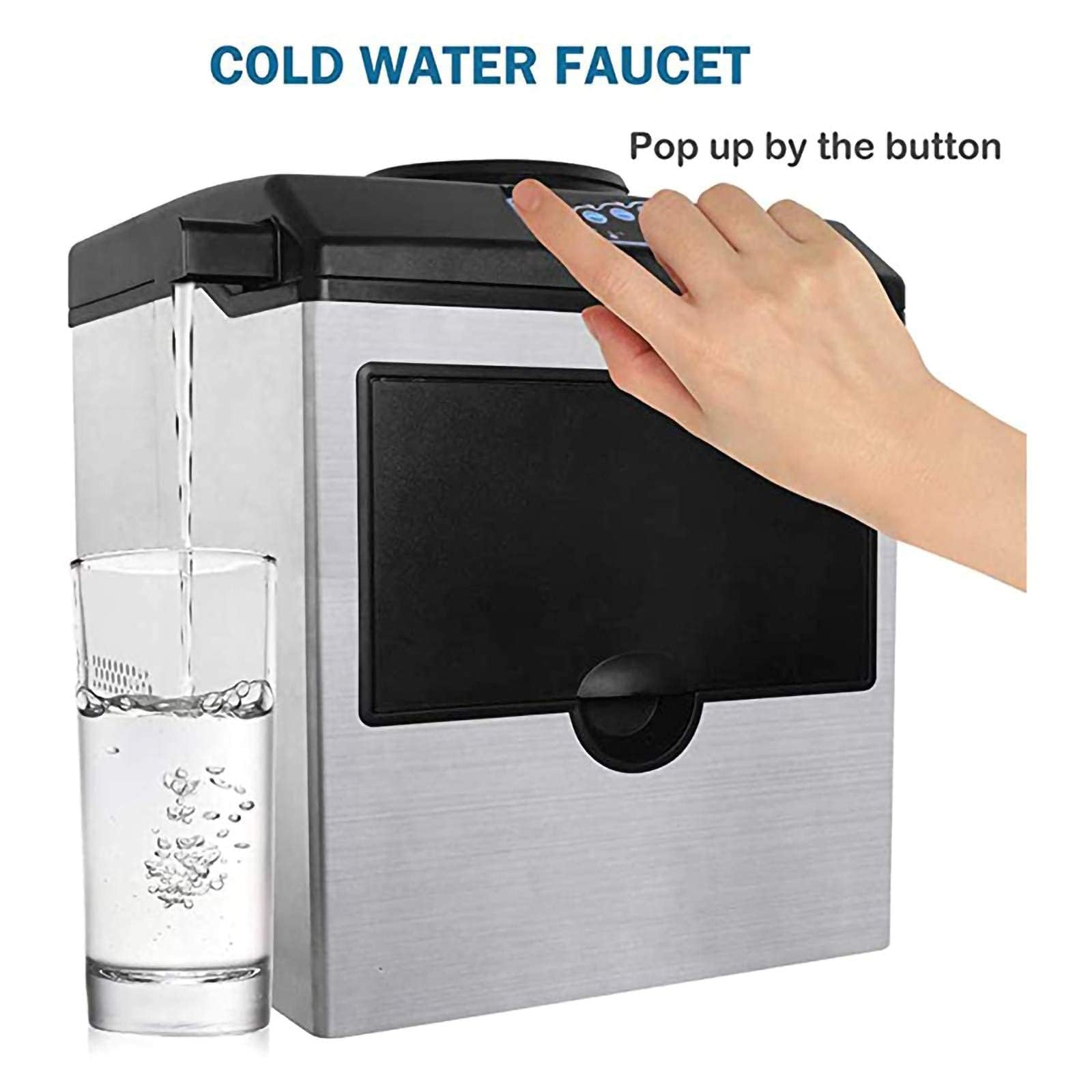 Machine à glaçons commerciale, machine à glaçons rapide en 12 minutes, 25 kg par 24 heures, faible consommation d'énergie, haute efficacité, entrée d'eau en bouteille et ajout d'eau manuel,Silver
