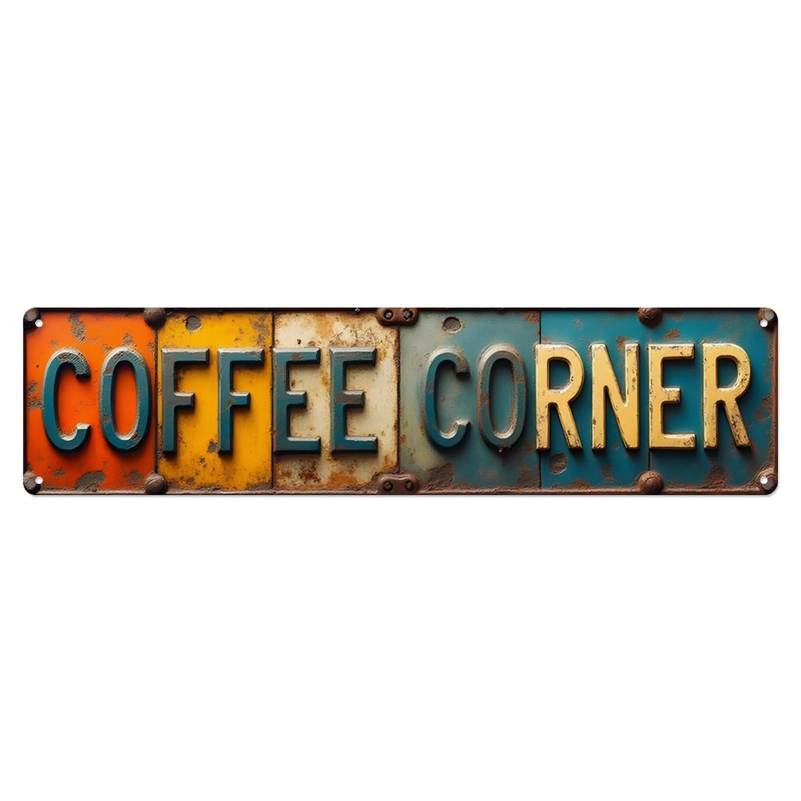 Vintage Colorful Coffee Corner Wall Decor Sign Vintage Aluminium Metal Sign, Retro Wall Decor for Home, Bar, Garage & Farmhouse 10 * 40cm