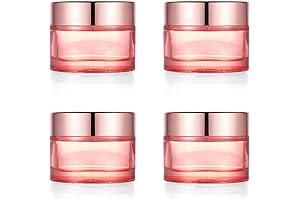 1.7 oz Pink Glass Cream Refillable Jar & Empty Lotion Bottle