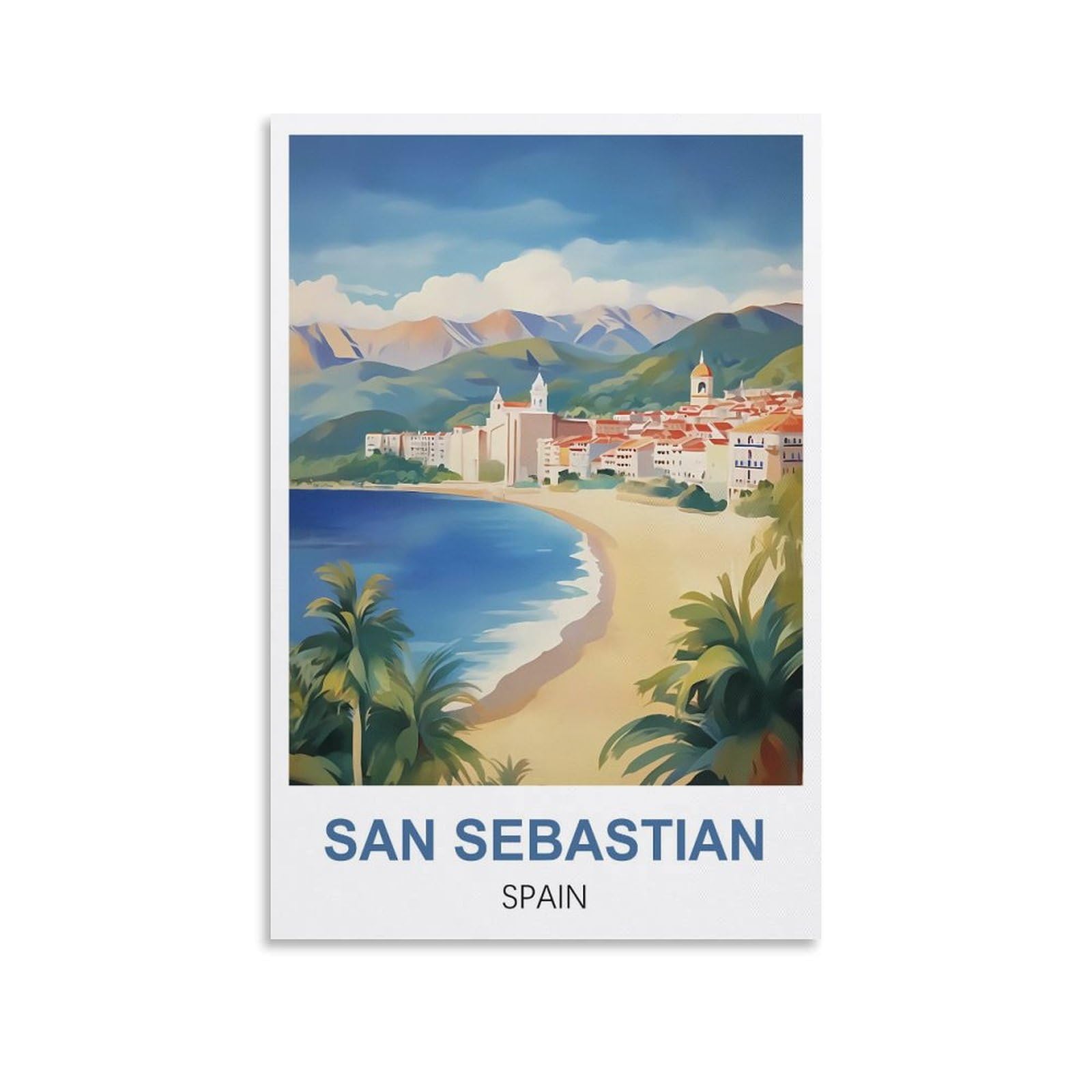 Ctzikww Unframe-Style San Sebastian Spain Vintage Travel Posters 12X18inch(30X45cm) Canvas Art Prints Picture Wall Art Painting