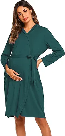 Ekouaer Maternity Robe Labor Delivery Nursing Gown