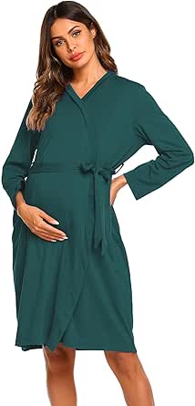 Ekouaer Maternity Robe Labor Delivery Nursing Gown Hospital Breastfeeding Dress Bathrobes