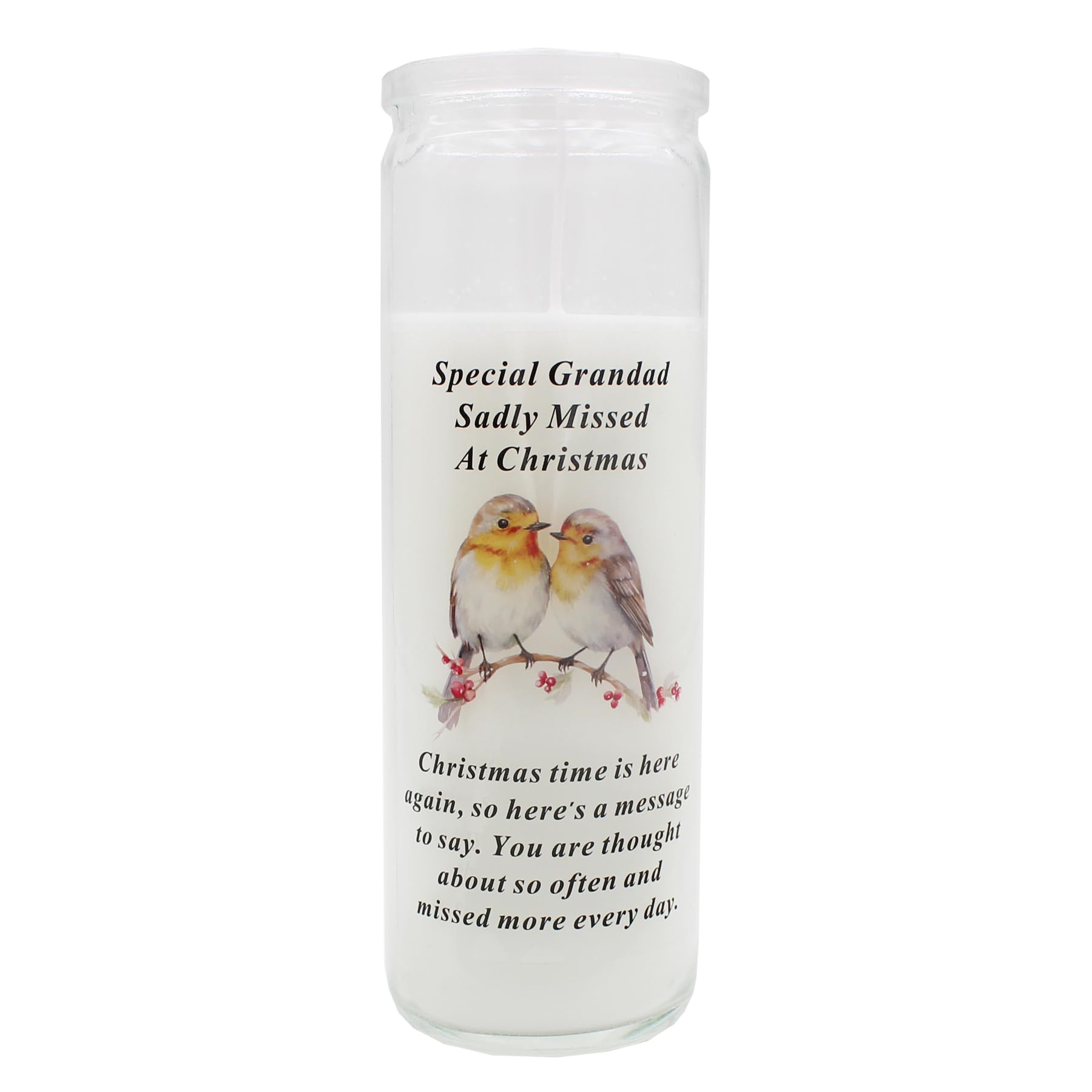 Widdle Gifts Special Grandad 9640 Christmas Memorial Candle Robin Design On A 17.5Cm Glass Jar With Sentimental Wording (Special Grandad 9640)