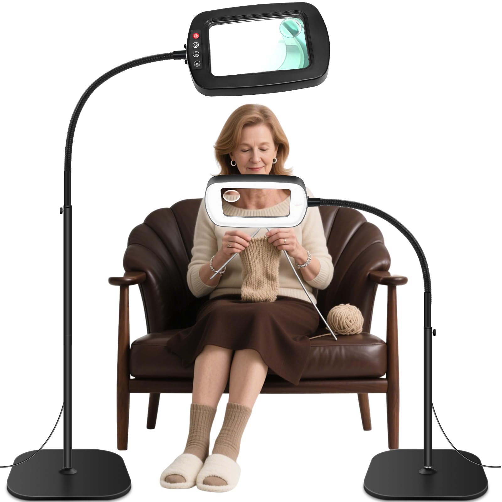 NZQXJXZ 10x 30x Magnifying Glass with Light and Stand, 72 LEDs Desk Lamp, 3 Colour Temperatures, 4 Levels Brightness, Perfect for Diamond Art, Sewing, Hobbies, Crafts, Reading, Close Work