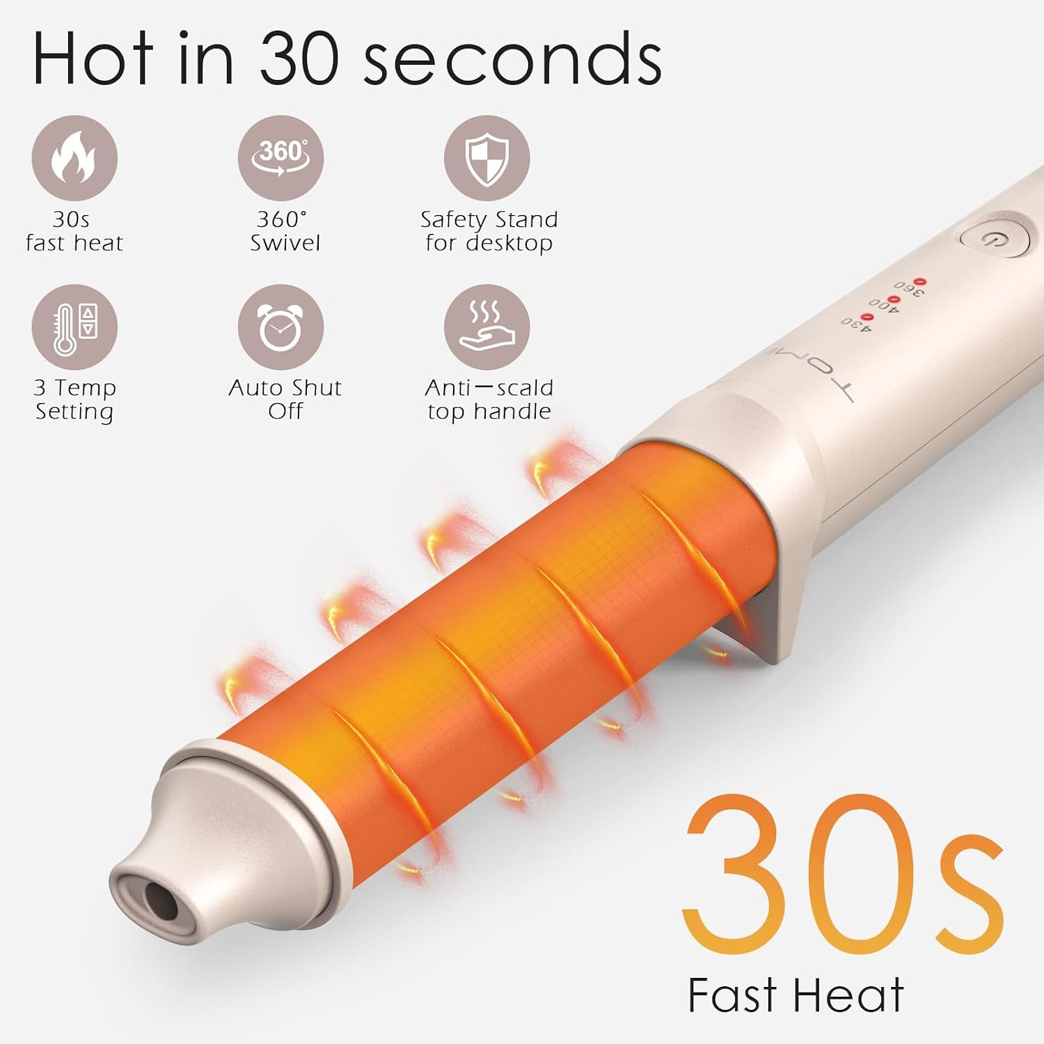 Mini Travel Curling Iron 1.25 inch Oval，Dual Voltage 110-240V, 20s Fast Heating, 3 Temps 360/400/430°F，1 ¼-Inch Barrel Creates Frizz-Free Loose Curls for Short to Medium Hair, Pink