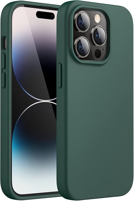 JETech Silicone Case for iPhone 14 Pro Max 6.7-Inch, Silky-Soft Touch Full-Body Protective Phone Case, Shockproof Cover with Microfiber Lining (Midnight Green)