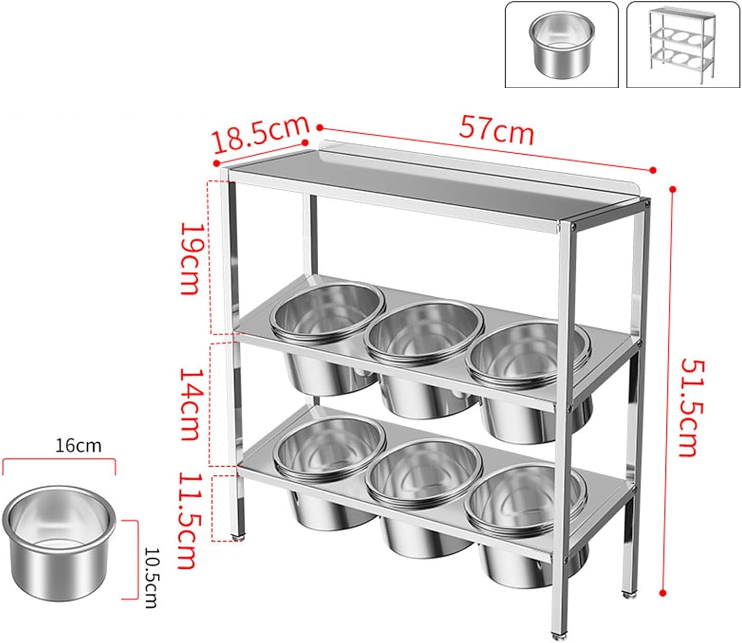 Pizza Topping Station, Stainless Steel Food Serving Tray Seasoning Rack Wall-Mounted Ingredients Food Container Condiment for Prepping Ingredients (Silver 57X18.5X51.5CM)