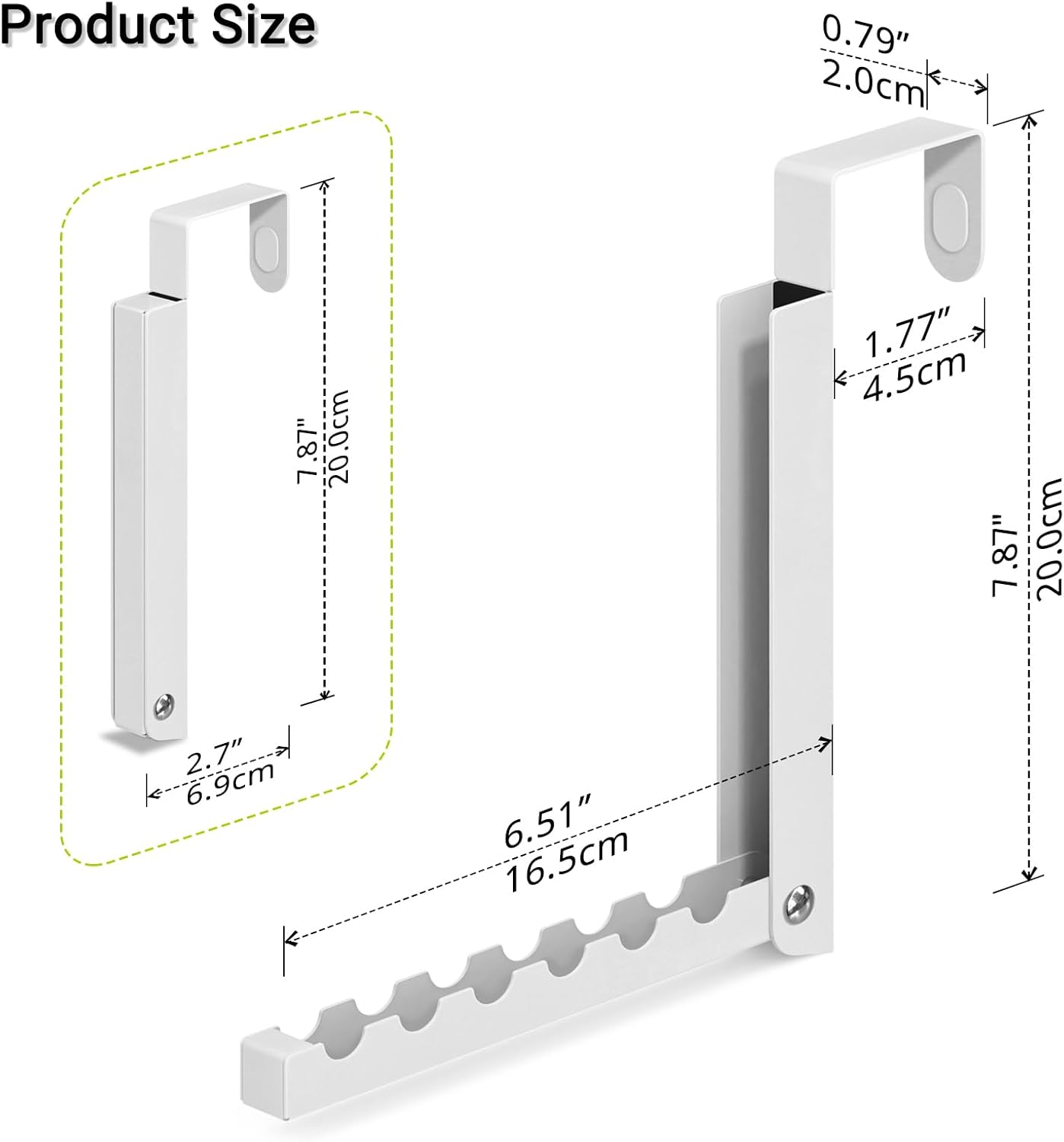 2-Pack Foldable Over-The-Door Hooks, Travel Portable Clothes Drying Rack, 6-Hook Space Saver for Clothing, Coats, Bags, Laundry Room, Bedroom, Bathroom, Entryway, Dorm - White