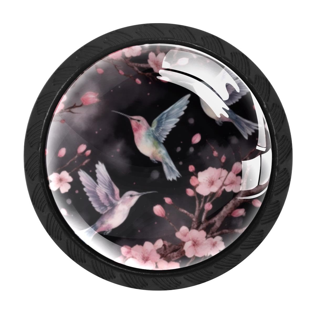 Heoeh Multi 15 4 Pcs Cabinet Knobs, Cherry Blossom Hummingbird Drawer Knobs Dresser Handle