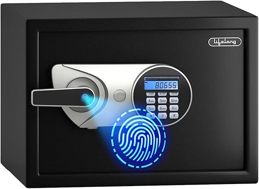 Lifelong 22L Digital Fingerprint Safe Locker for Home &amp; Jewellery | 50 Fingerprint Storage, Motorized Locking, LED Display