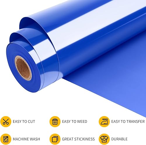 Miniatura 4 de VinylRus Vinilo de transferencia de calor, rollo de vinilo para planchar de 12 pulgadas x 35 pies, color azul rey para camisas, vinilo HTV para