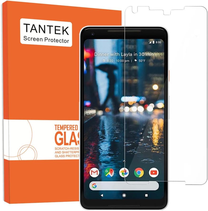 TANTEK[3-Pack Screen Protector for Google Pixel 2 XL (2017),Tempered Glass Film,Ultra Clear,Anti Scratch,Bubble Free,Case Friendly