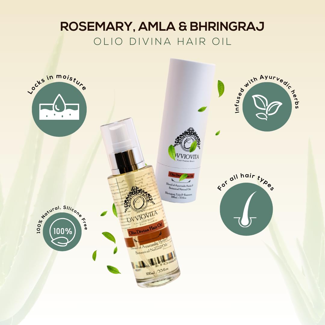 Bhringraj Amla Hair Growth Oil, Olio Divina Rosemary Herbal Pre Wash Hair Oil - Image 4