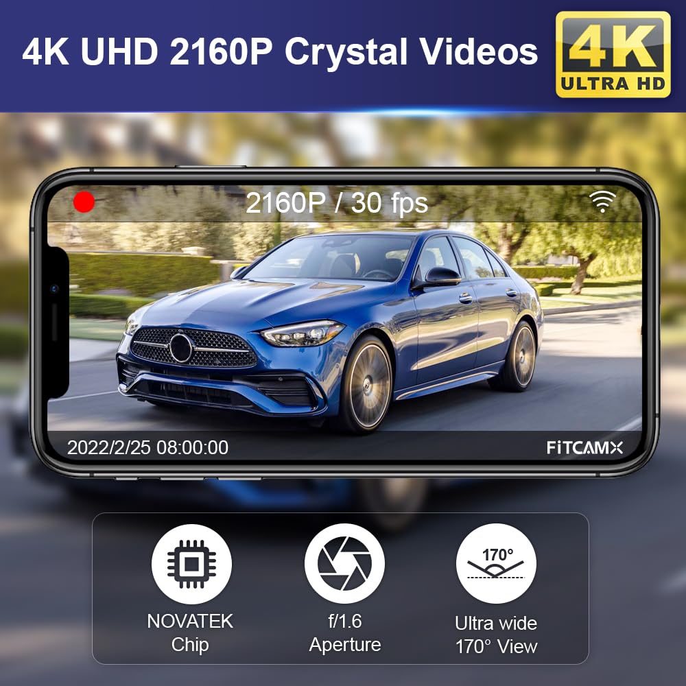 Fitcamx Dashcam 4K Pour Mercedes-Benz A Class A220 2012-2023 W176 W177 & CLA 250 2014-2023 - Caméra Voiture OEM Plug&Play HD2-5818 Avec Carte 64Go