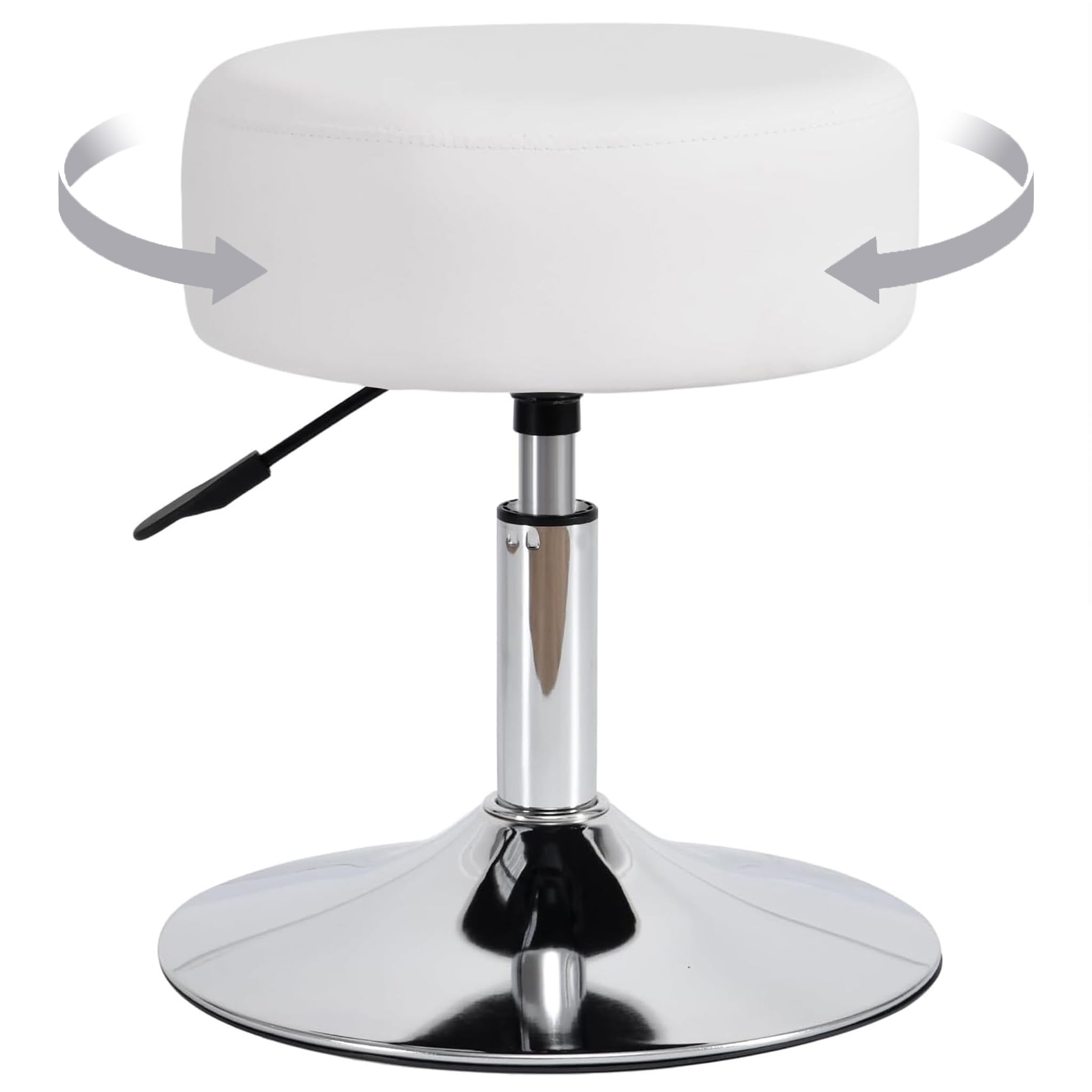 Duhome Taburete Tocador Maquillaje Altura Regulable, Silla Tocador Terciopelo, Taburete Bar Giratorio, Taburete de Peluquería, Dormitorio, Escritorio, Cocina (Blanco)