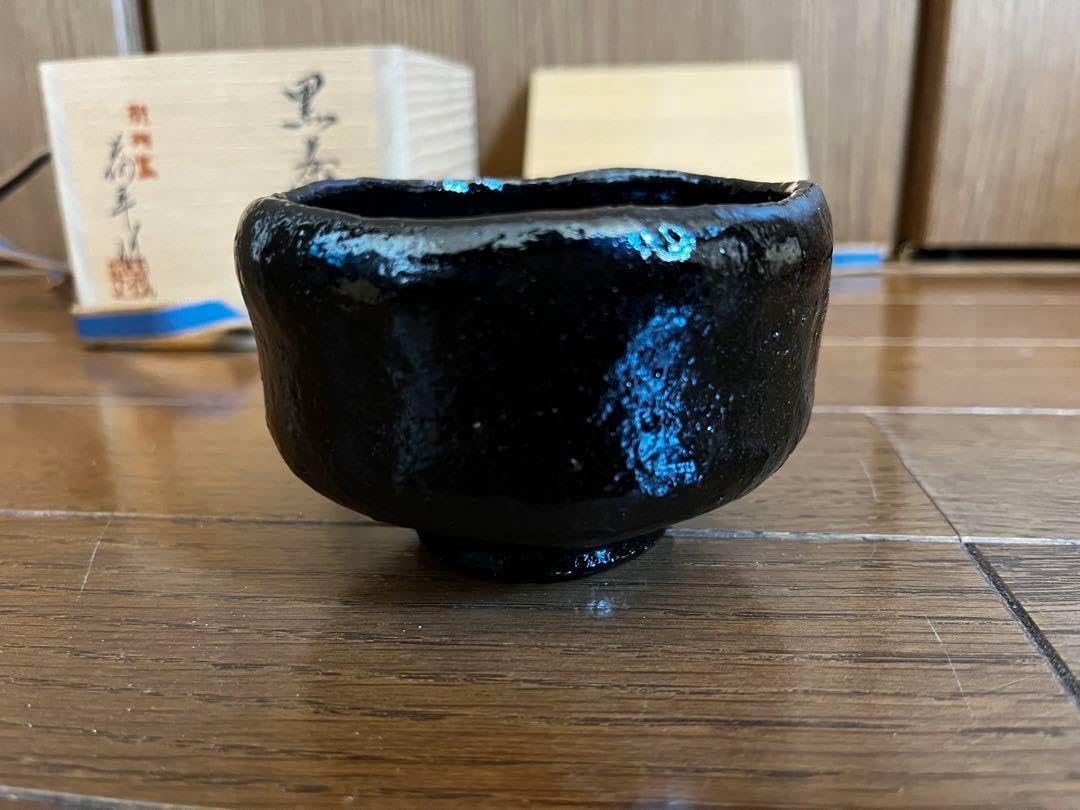 幸兵衛窯、赤緑勅題茶碗「立」