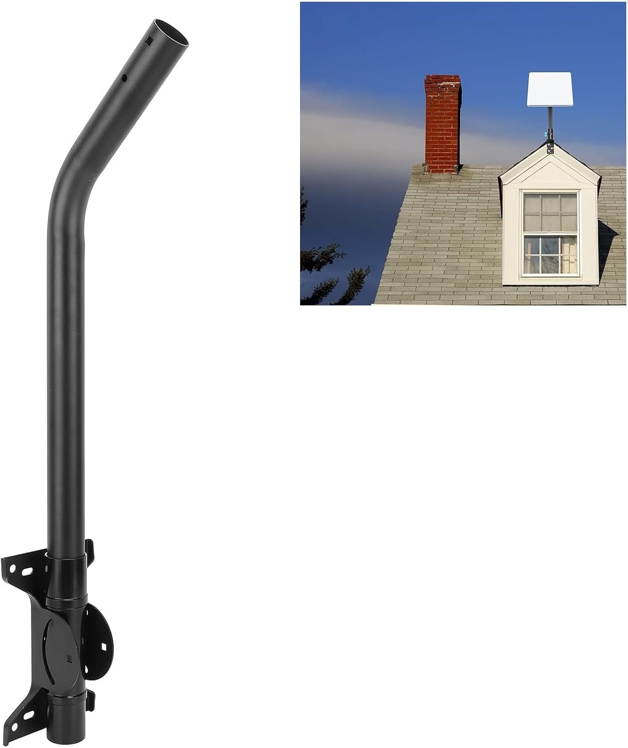 Mount, Adjustable Roof Mount Aluminum Alloy Pole Mount Signal Tower Wall Mount Bracket Pole Mount for Home Commercial Use (Long Type)