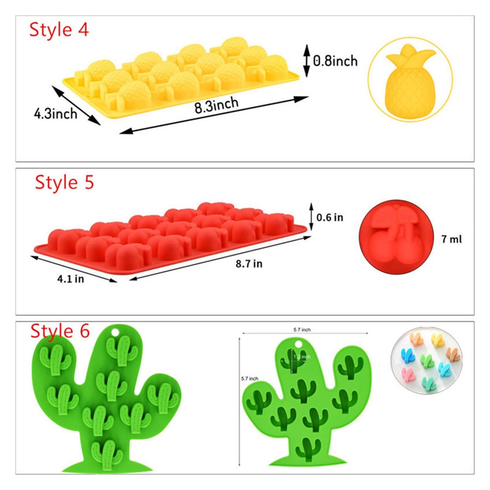 Vassoio per cubetti di Ghiaccio Cactus in Silicone Ananas Flamingo Stampi per Ghiaccio in Silicone Maker Bar Party Drink Freeze Stampi Stampo per vassoi Stampi (Color : Style 4)