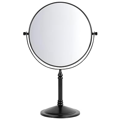 Plantex Premium Brass Magnifying Mirror/Dual Side Shaving Mirror for Bathroom with 5x/1x Magnification/Tabletop Vanity H
