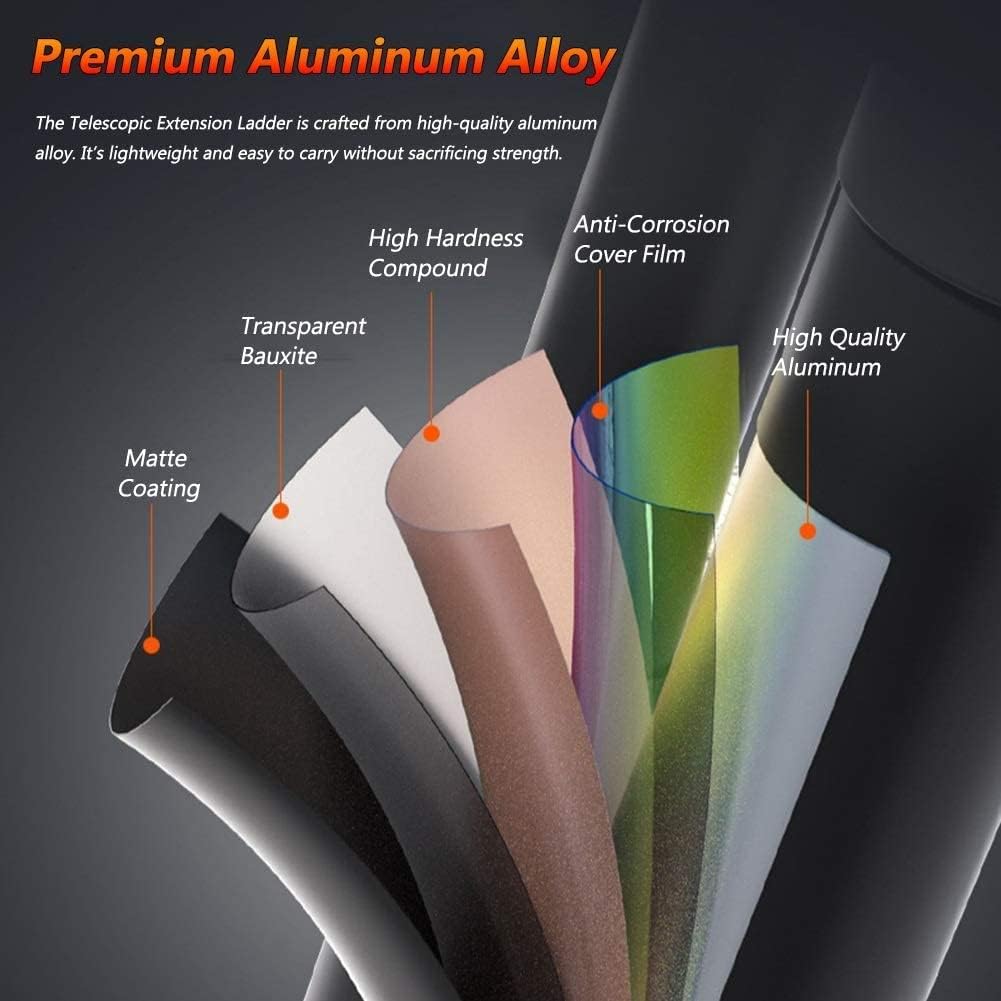 OKUOKA 11.5/13/15.4/18/19.3 Ft Tall Telescoping Ladder with Removable Hook, Multi-Purpose Loft Ladder, Outdoor Foldable Step Ladder (Size : 3.5m/11.5ft)