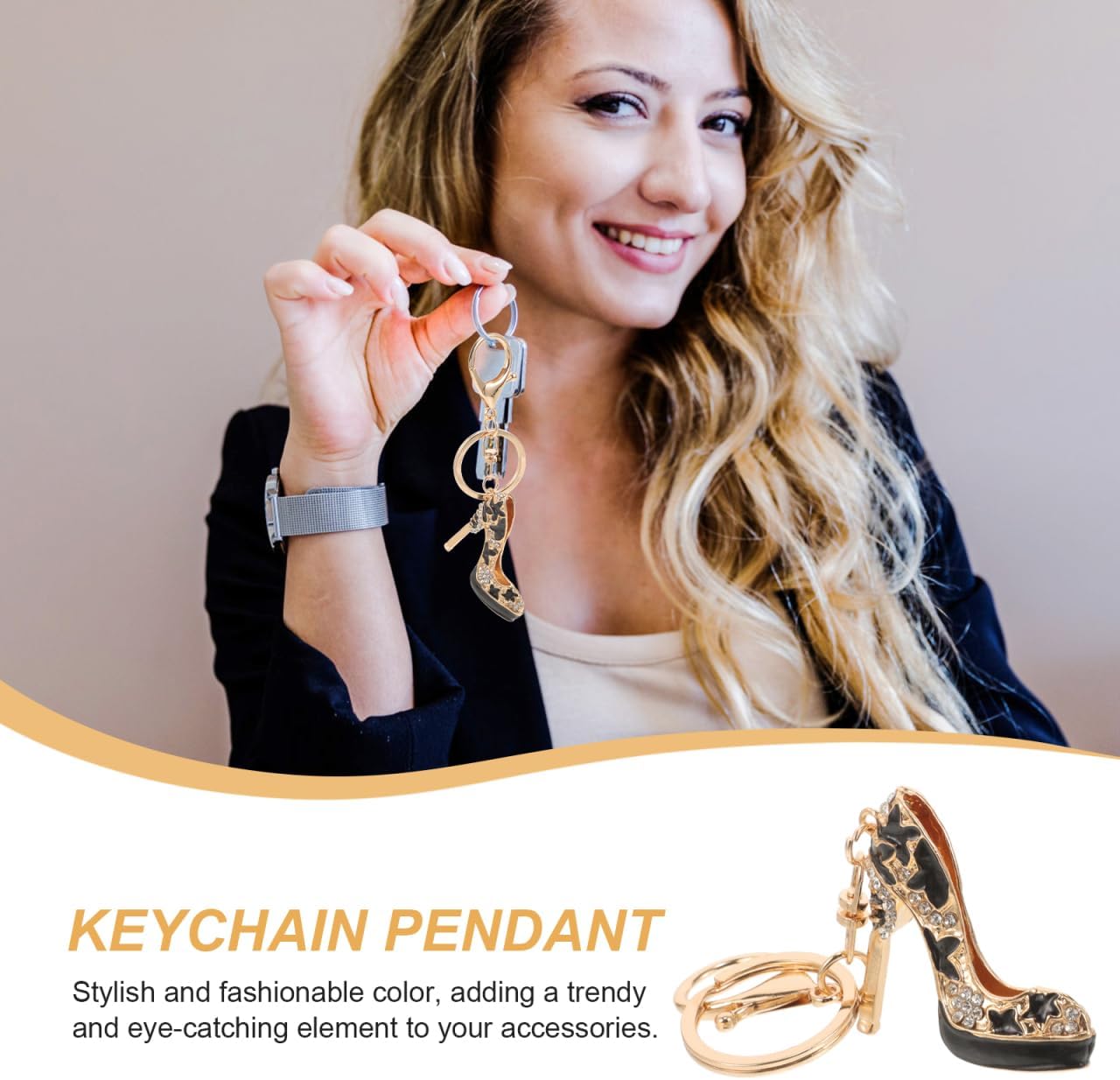 GALPADA Diamond High Heel Keychain Lightweight Rhinestone Shoe Charm for Car Keys Purse and Bag Accessories Ideal Gift for Women - Image 8