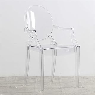 KHDJ Silla de Comedor Transparente de plástico nórdico, Silla de Maquillaje de Cristal de plástico con reposabrazos y Respaldo para Comedor, Sala de Estar, Dormitorio y jardín,Transparente