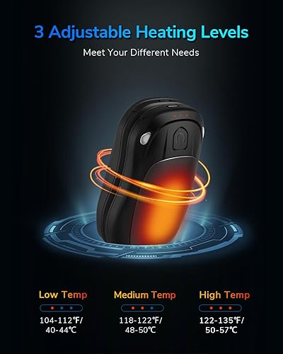 Miniatura 9 de MKG - Calentadores de manos recargables, calentador de manos eléctrico de larga duración, reutilizable, de larga duración, con 3 niveles de calor